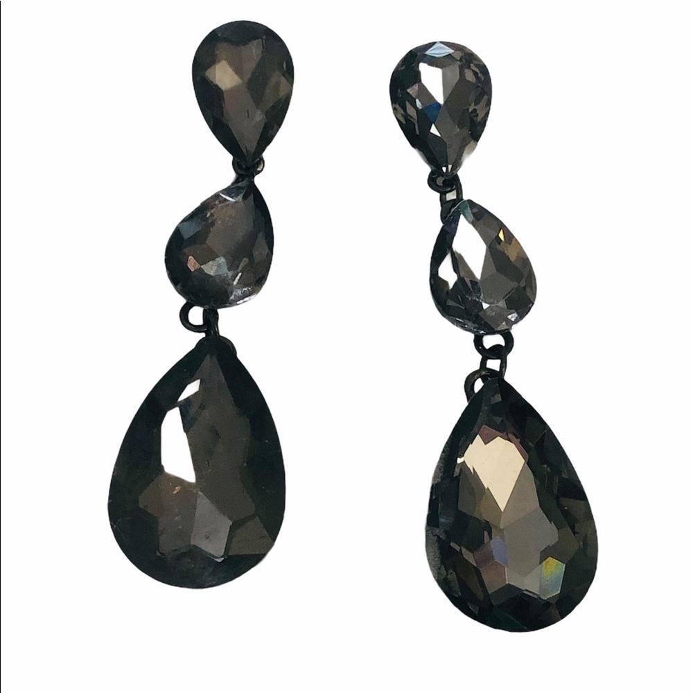 SmokeyGray Black Glass Drop Dangle Dress Earrings